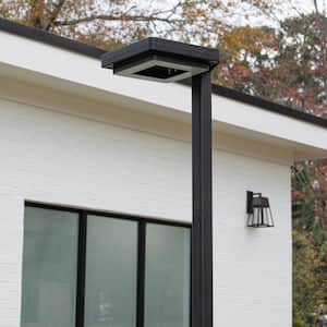 Contemporary 99 in. 1-Light Square Black Modern Outdoor Waterproof Solar Lamp Post Light with 3-Colors Integrated LED