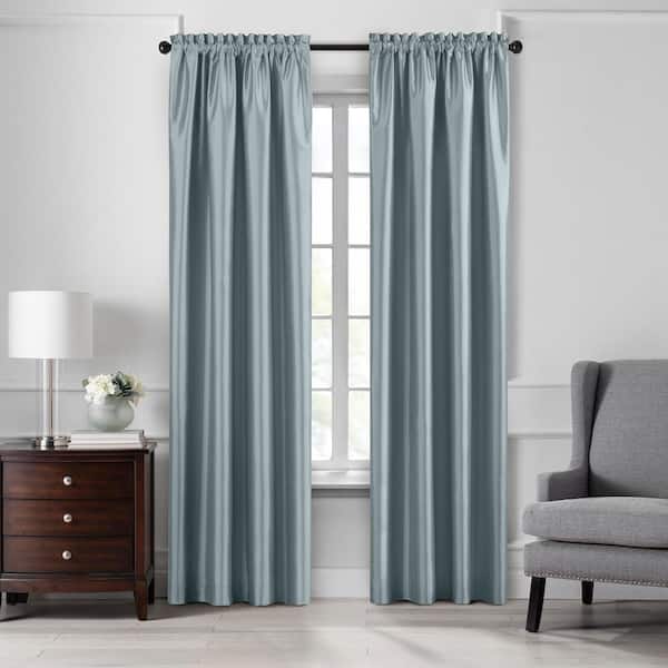 Colette カーテン Threadmade Colette Faux Silk Blackout Window Curtain, Mineral
