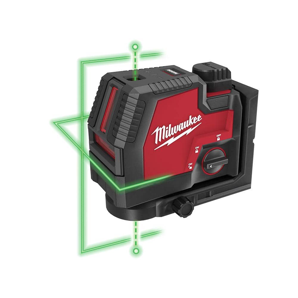 Milwaukee 100 ft. Cross Line and Points Rechargeable Laser Level with REDLITHIUM Lithium-Ion USB Battery and Charger 3522-21 - Home Depot