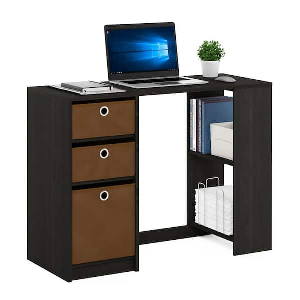 Espresso Desk Modern Computer Study Table Office Dorm Apts Bins Drawers Shelves 