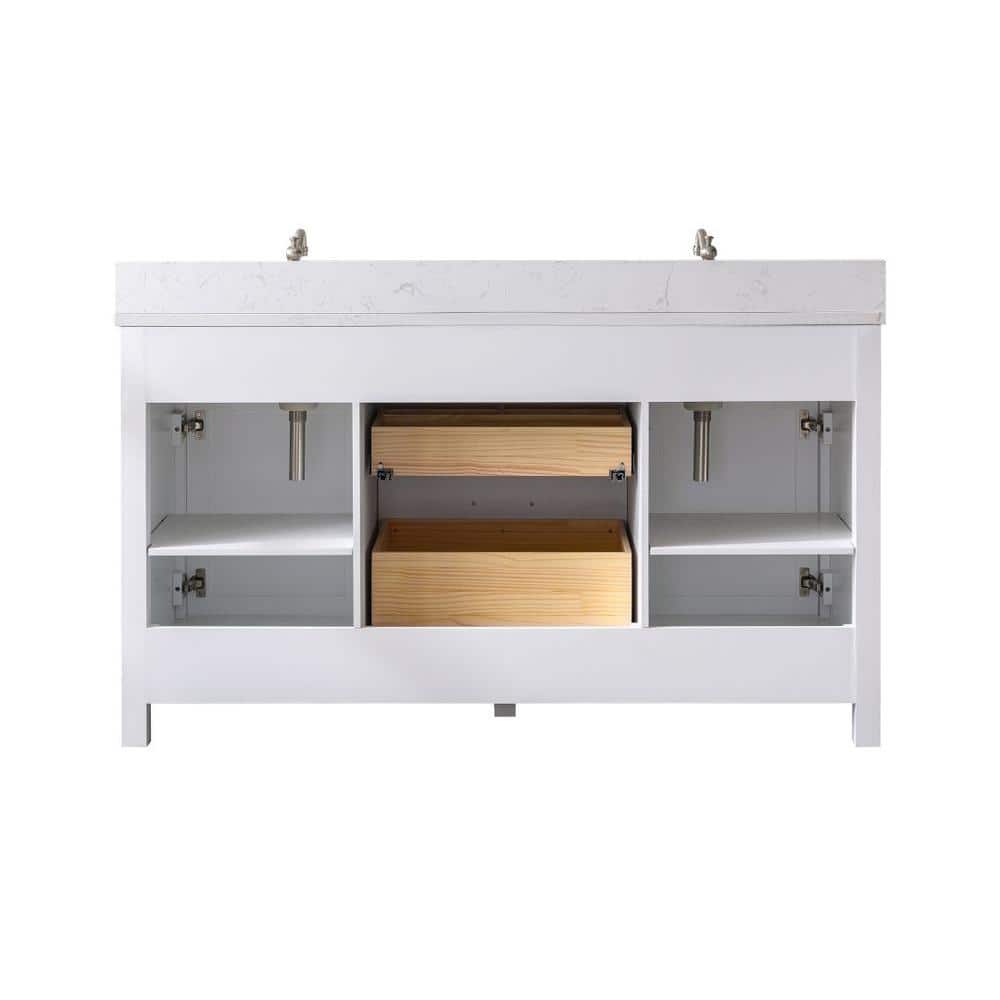 Jasper 60'' White Double Freestanding Bathroom Vanity