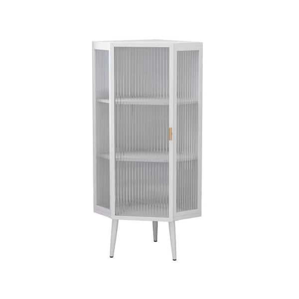 Avex 22.25 in. W x 15.75 in. D x 43.3 in. H White 3-Tier Floor Coner Bathroom Storage Linen Cabinet