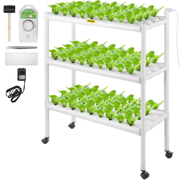 VEVOR Hydroponics Growing System 108-Sites 12-Pipes 3 Layers Hydroponic Kit Vertical Hydroponic Growing System