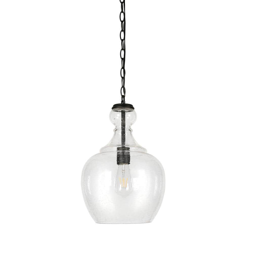 Camden&Wells - Verona 11" Seeded Glass Pendant - Blackened Bronze