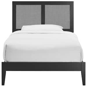 Sirocco Rattan and Wood Twin Platform Bed in Black