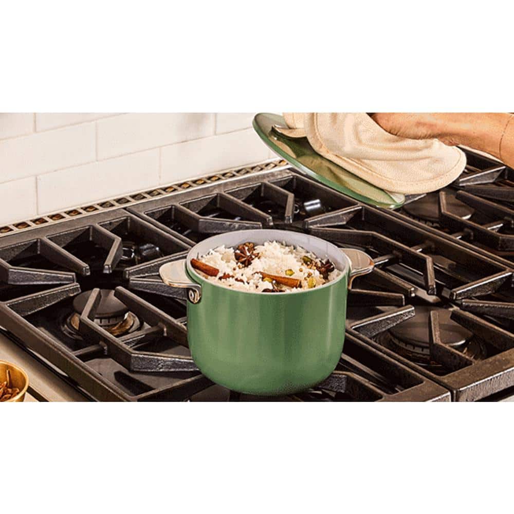 Sage Green Aluminum Non-Stick Petite Cooker with Lid