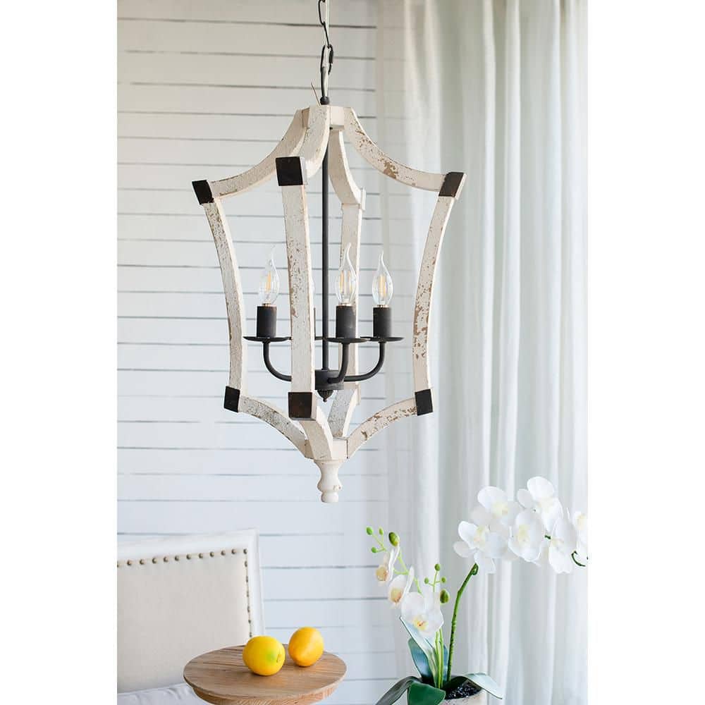 4-Light No Decorative Accents Geometric Lantern Chandelier for Dining Room, Kitchen with No Bulbs Included price history on PriceWatchPro