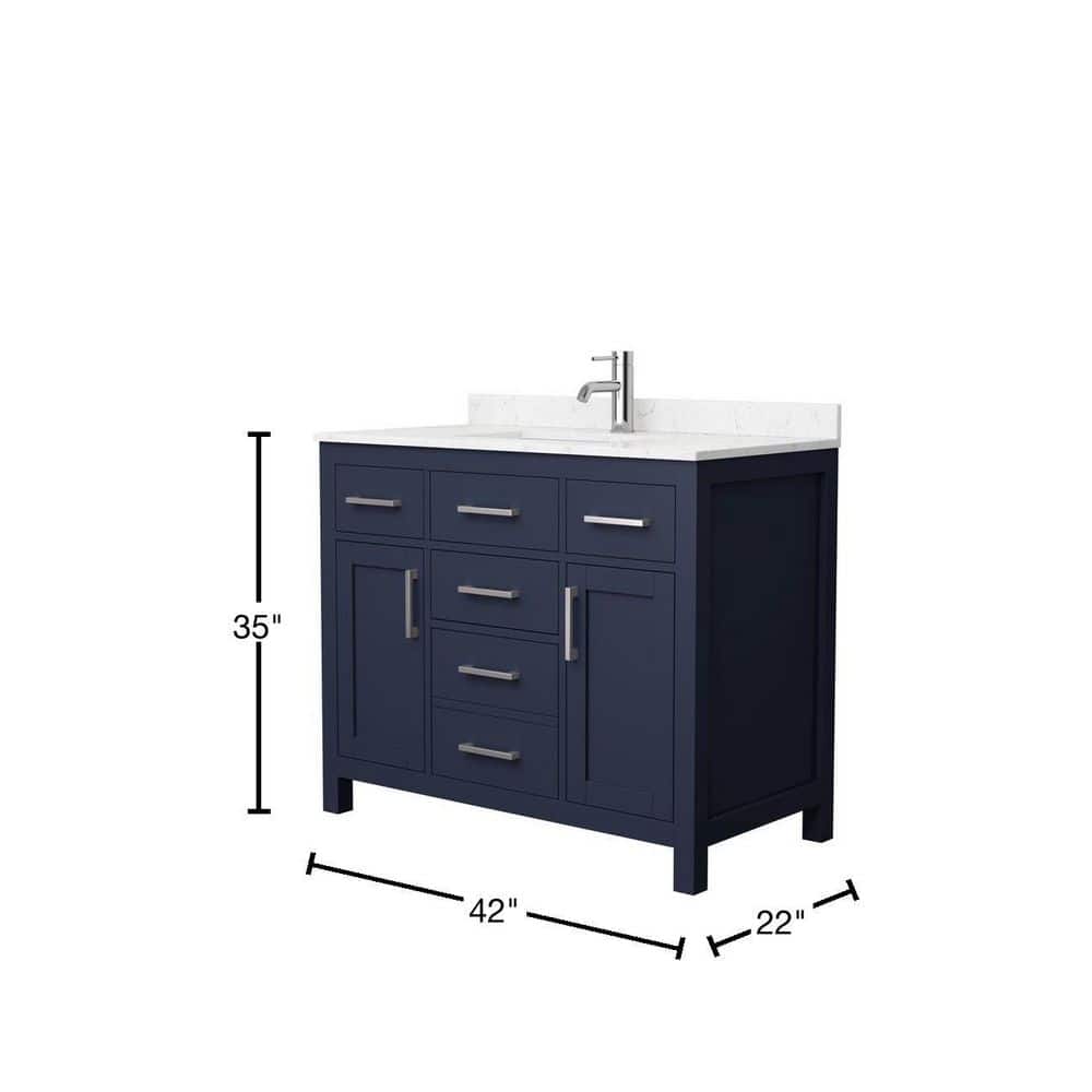 Beckett 42" Dark Blue Single Bathroom Vanity with Carrara Marble Top