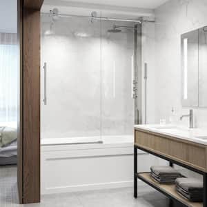 Elan 56 to 60 in. W x 66 in. H Sliding Frameless Tub Door in Chrome with 3/8 in. (10mm) ProtecGlass