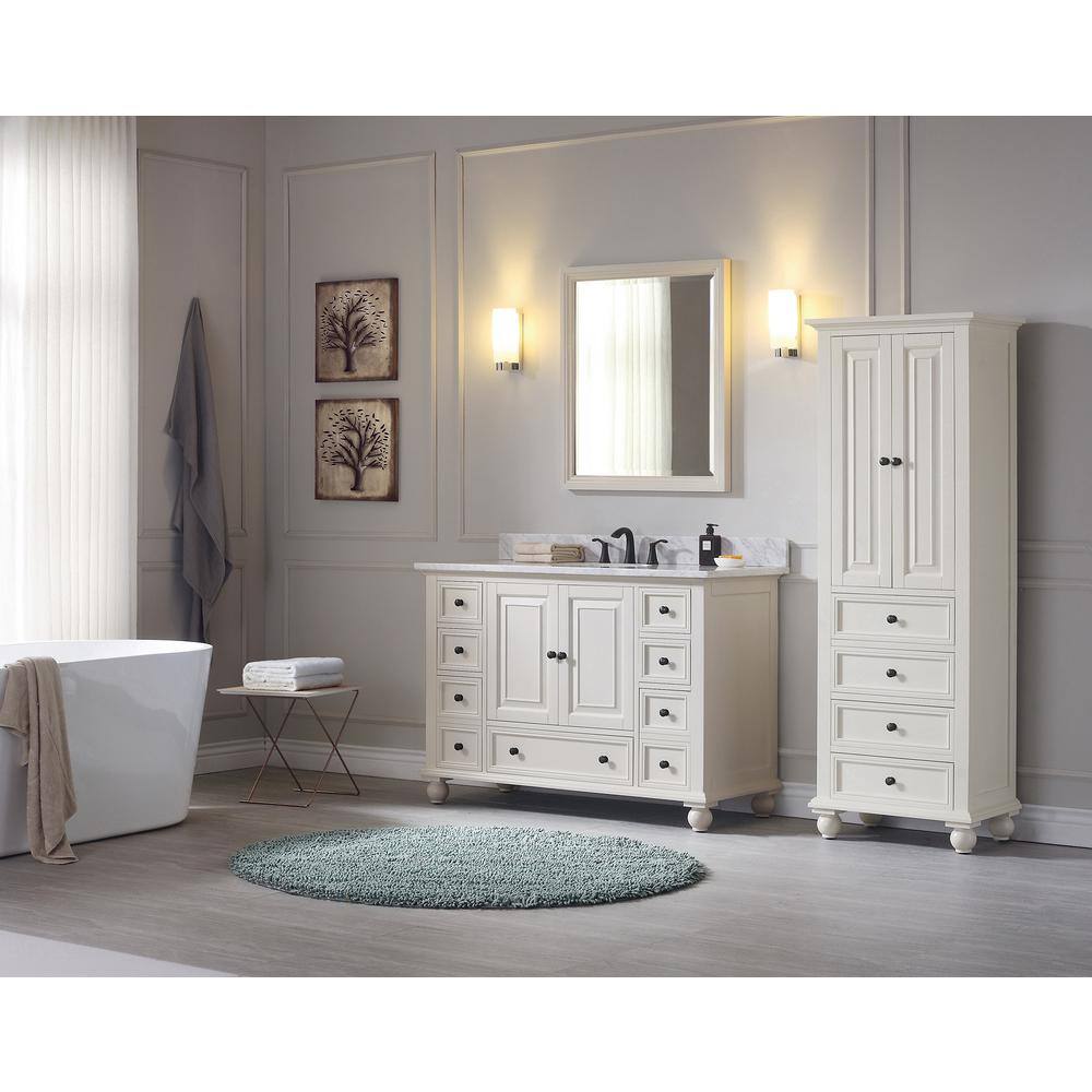 French White 48" Solid Wood Single Bathroom Vanity Base