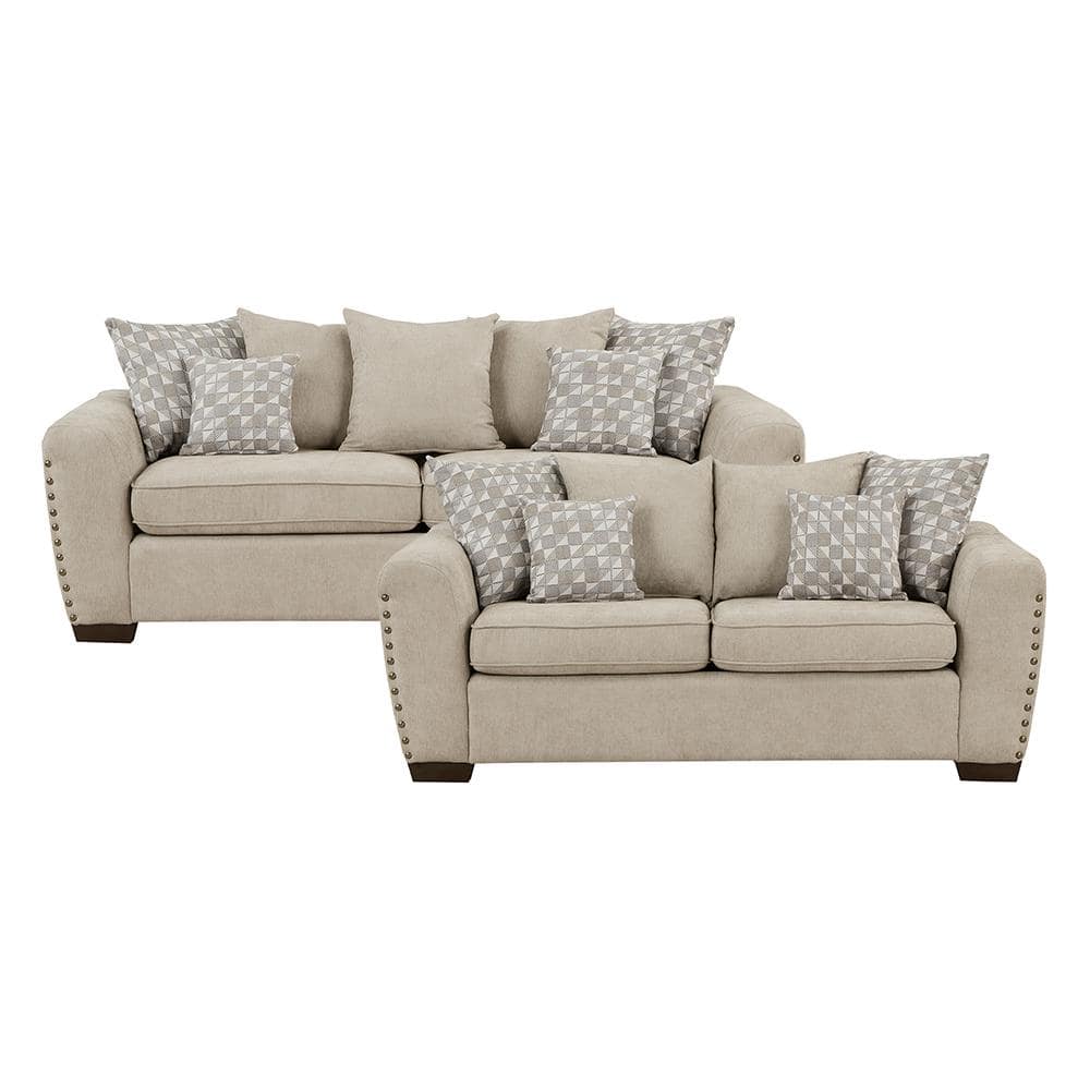 Fleming 82 in. W. Straight Arm Chenille Rectangle 2-Piece Living Room Sofa 