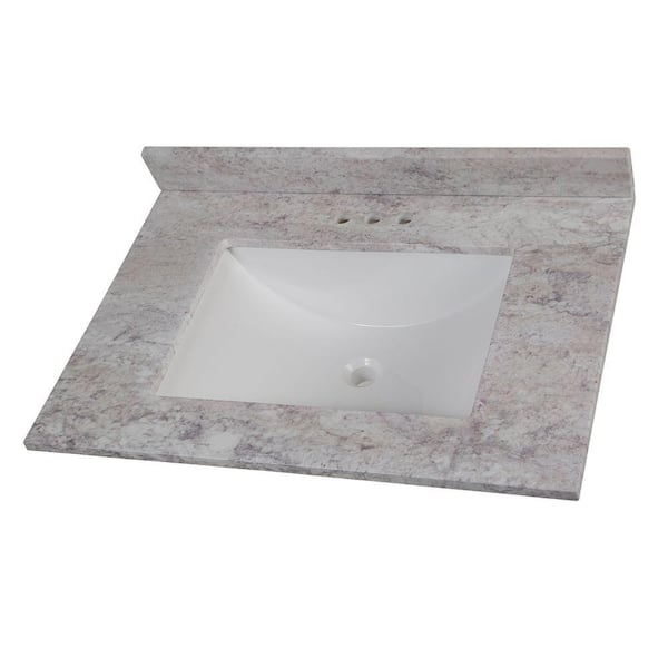 Photo 1 of 31 in. W Stone Effects Vanity Top in Winter Mist with White Sink