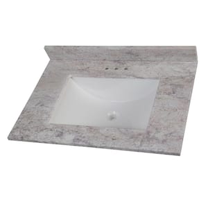 31 in. W x 22 in. D Cultured Marble White Rectangular Single Sink Vanity Top in Winter Mist