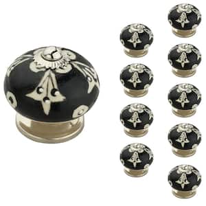 Black 1-3/5 in. Black and Cream Cabinet Knob (10-Pack)
