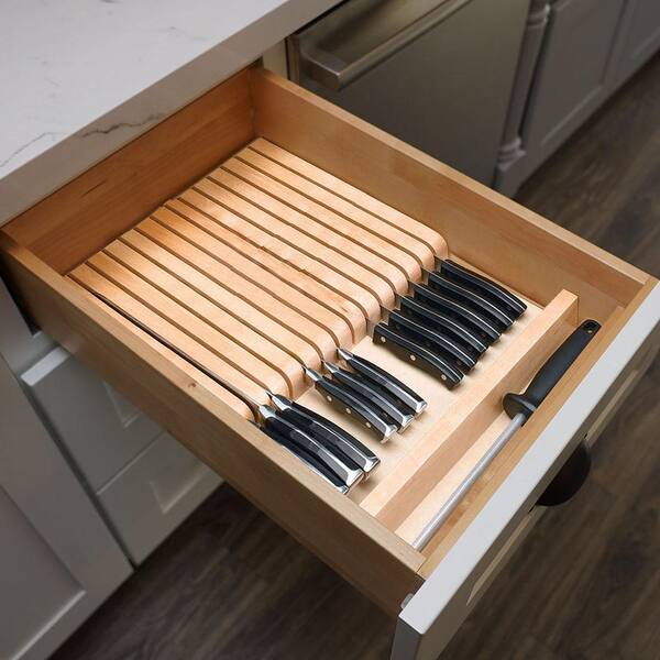 Grayson 15 in. W x 24 in. D x 34.5 in. H Assembled Plywood Base Kitchen Cabinet in Deep Onyx with Knife Block RH
