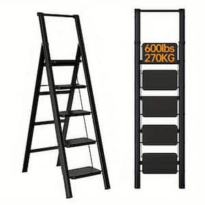 5-Step  5ft Reach Ladder with anti Slip Pedals, Light-Weight Easy to Carry Handle Folding Multi-Purpose Steel Ladder