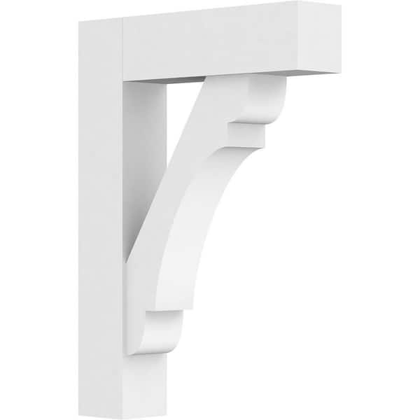 Ekena Millwork 3 in. x 22 in. x 16 in. Olympic Bracket with Block Ends, Standard Architectural Grade PVC Bracket