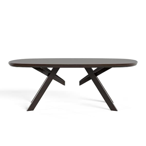 Shelun VI Black Wenge Wood 82.5 in. Double Pedestal Base Oval Dining Table (Seats-6)