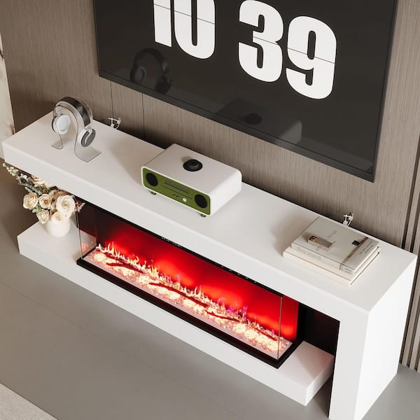 FUFU&GAGA White TV Stand Entertainment Center Fits TVs up to 75 in