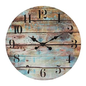 18 in. Blue-BrownRustic Round Wall Clock