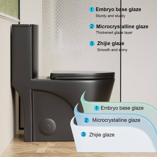 ZXDDMS Rough in 12 in. 1-Piece Toilet 1.1/1.6 GPF Powerful Dual