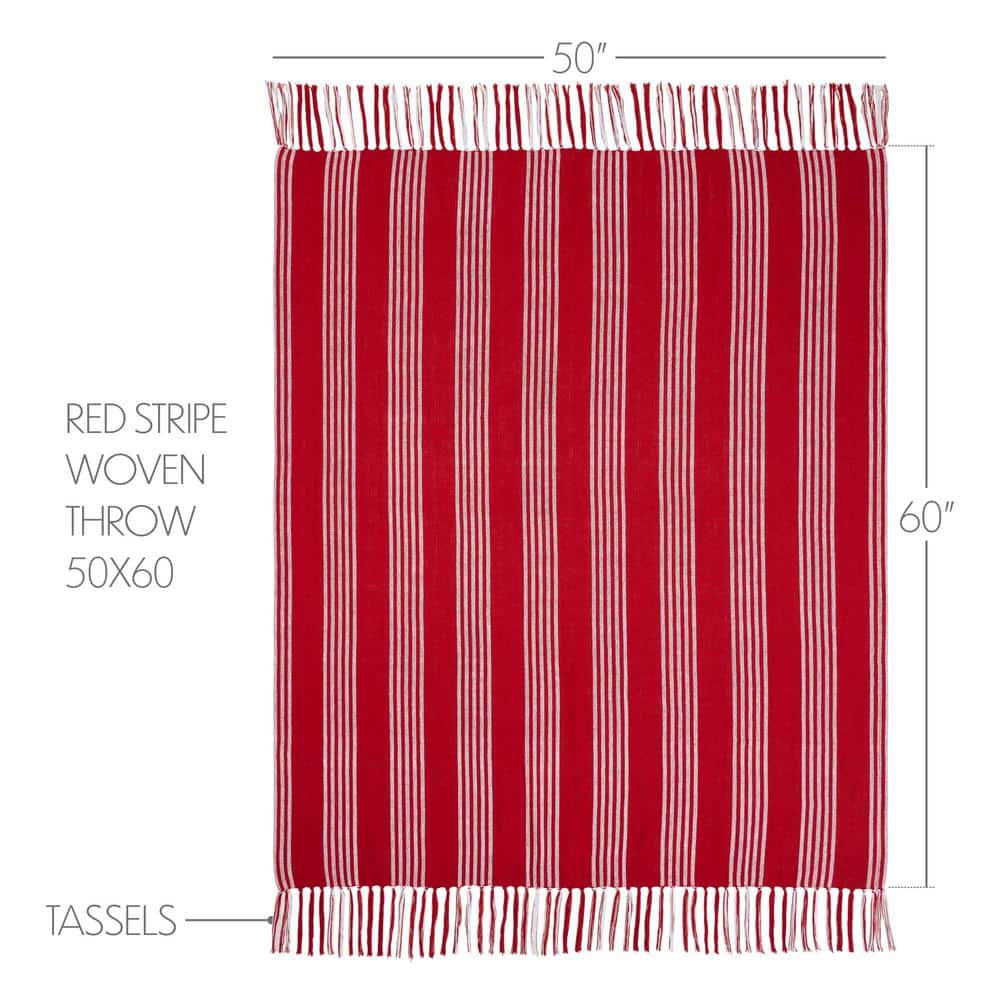 Arendal Red and White Striped Woven Throw Blanket 50x60
