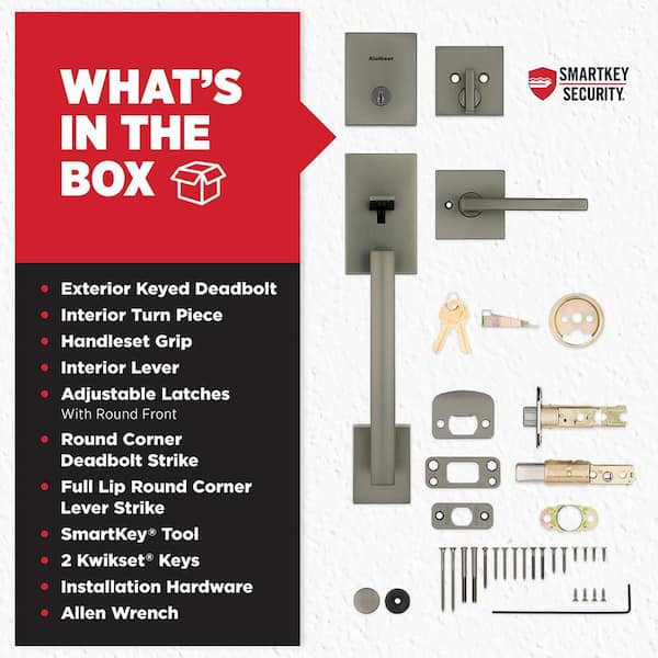 Kwikset San Clemente Gunmetal Keyed Entry Door Handleset with