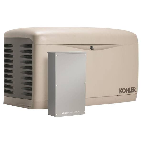 KOHLER 20,000-Watt Air Cooled Standby Generator with 200 Amp Service Entrance Rated Automatic Transfer Switch and Load Shed Kit
