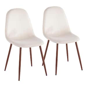 Pebble Cream Velvet and Walnut Metal Dining Chair (Set of 2)