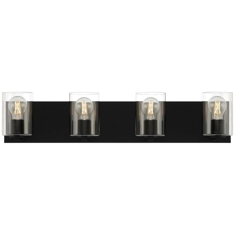 Oslo Matte Black 30" LED Vanity Light with Clear Glass Shades