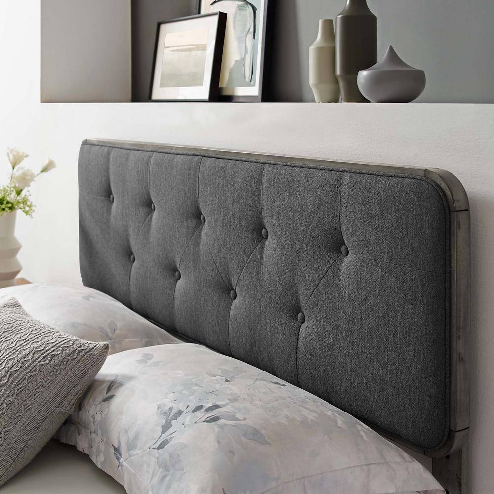 MODWAY Collins Tufted King Fabric And Wood Headboard In Gray Charcoal ...