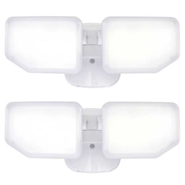 38-Watt 3000 Lumen White Dusk to Dawn Control 2 Head Outdoor Integrated LED Security Flood Light (2-Pack)