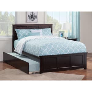 Madison Full Platform Bed with Matching Foot Board with Full Size Urban Trundle Bed in Espresso