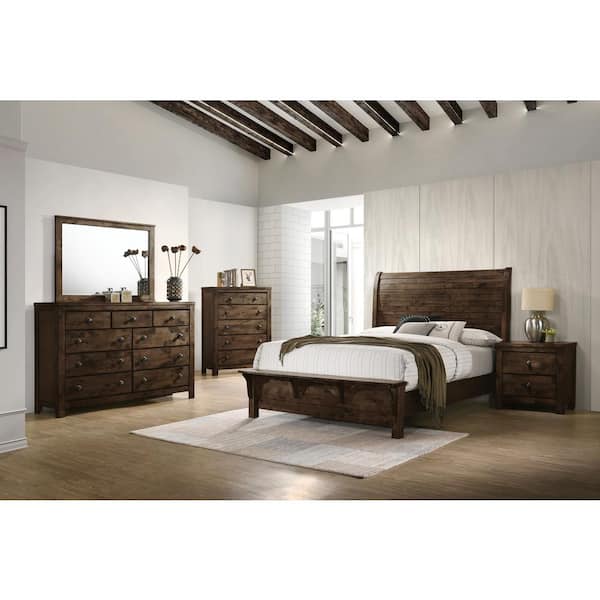 New Classic Furniture Blue Ridge 5-Piece Rustic King Solid Wood Bedroom Set (Bed, Dresser, Mirror, Nightstand, Chest)
