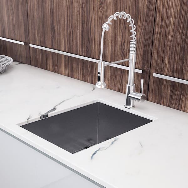14 in. L x 18 in. W Undermount Single Bowl 18-Gauge Stainless Steel Bar Sink in Brushed Nickel