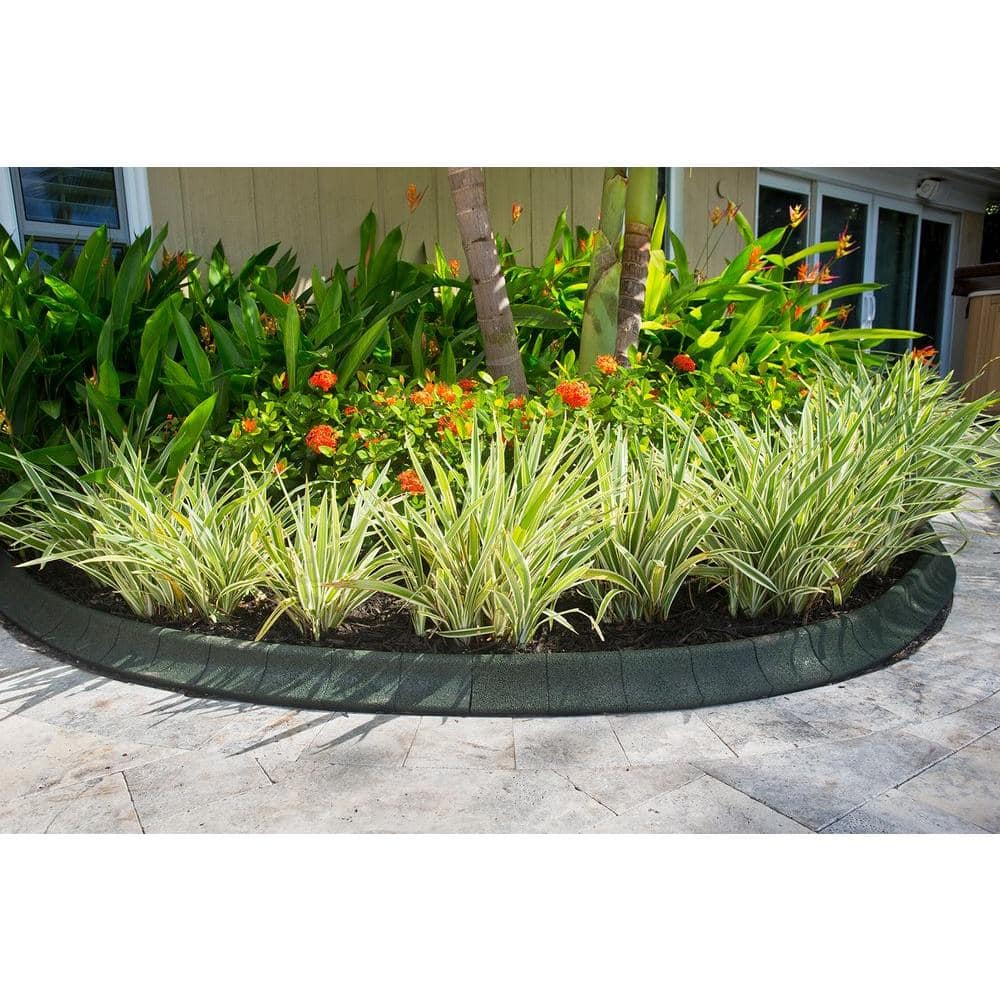 EcoBorder Grey Recycled Rubber 4ft Landscape Edging (4-Pack)