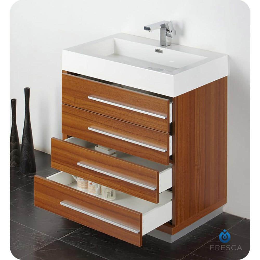 Teak 30" Modern Engineered Wood Bathroom Vanity Base