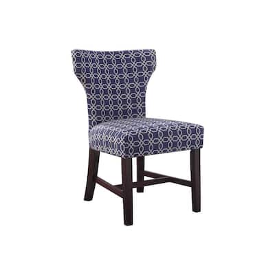 Best Master Furniture Todd Upholstered Fabric Accent Chair, Blue/White