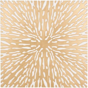 36 in. x 36 in. Wooden Gold Abstract Carved Square Starburst Wall Decor with White Backing