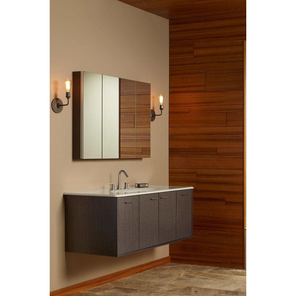 Verdera 40" x 30" Frameless Aluminum Triple-Door Medicine Cabinet with Adjustable Shelves