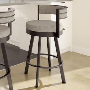 Browser 30 in. Beige Polyester Dark Brown Metal Swivel Bar Stool