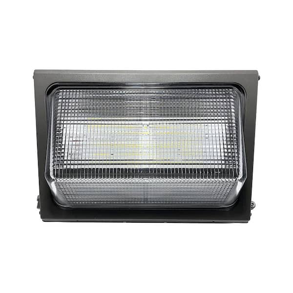  60-Watt Equivalent Integrated LED Black Dusk to Dawn Aluminum Housing Semi Cut-Off Wall Pack Light, 5000K (1-Pack)