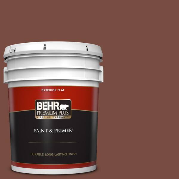 BEHR PREMIUM PLUS 5 gal. #S170-7 Dark Cherry Mocha Flat Exterior Paint & Primer