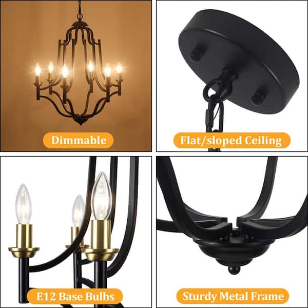 ZSMIHDOH 6-Light Black and Gold Geometric Modern Candelabra