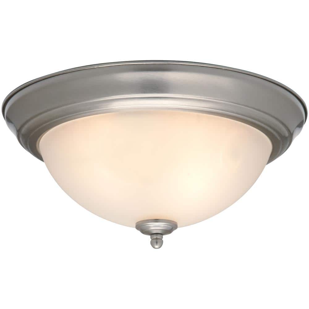 13-Inch Brushed Nickel and Frosted Glass Flush Mount Light