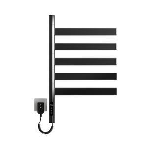 Rotary Model 5-Bar Plug-in 150-Watt Towel Warmer Smart Touch Screen Digital Display High waterproof level in Black