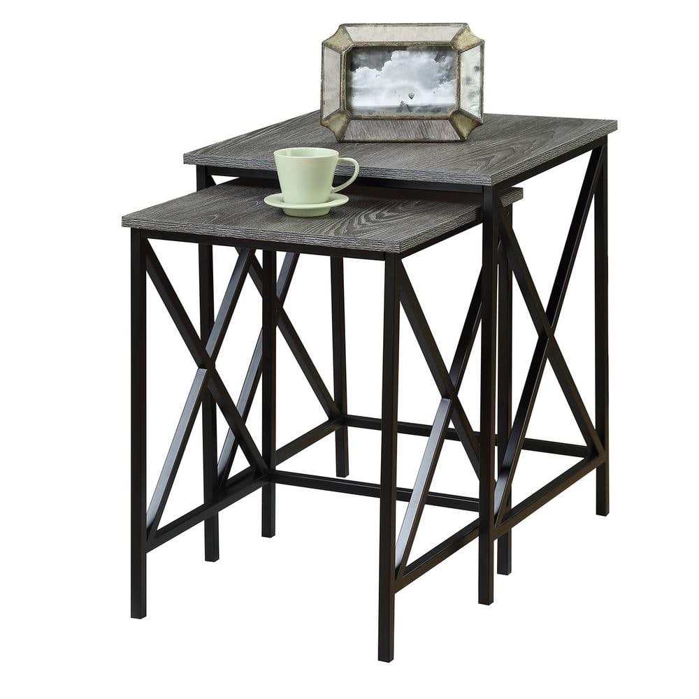 Tucson Weathered Gray & Black Metal Frame Nesting End Tables