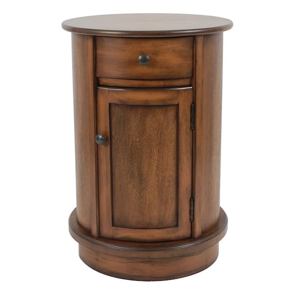 Decor Therapy Keaton Honeynut Brown, Round Side Table With Drawer