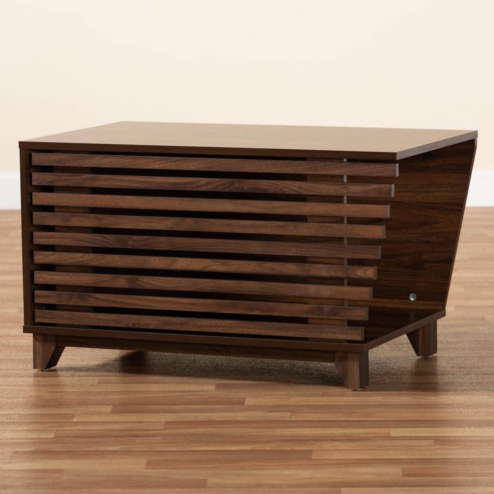 Walnut Brown Finished Wood Modern Cat Litter Box Cover House