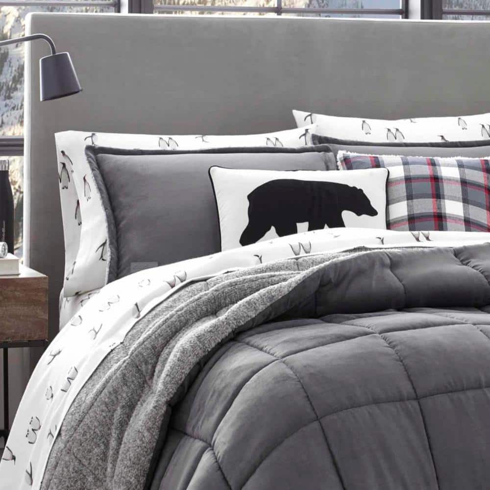King Gray Reversible Microfiber Down Alternative Comforter Set